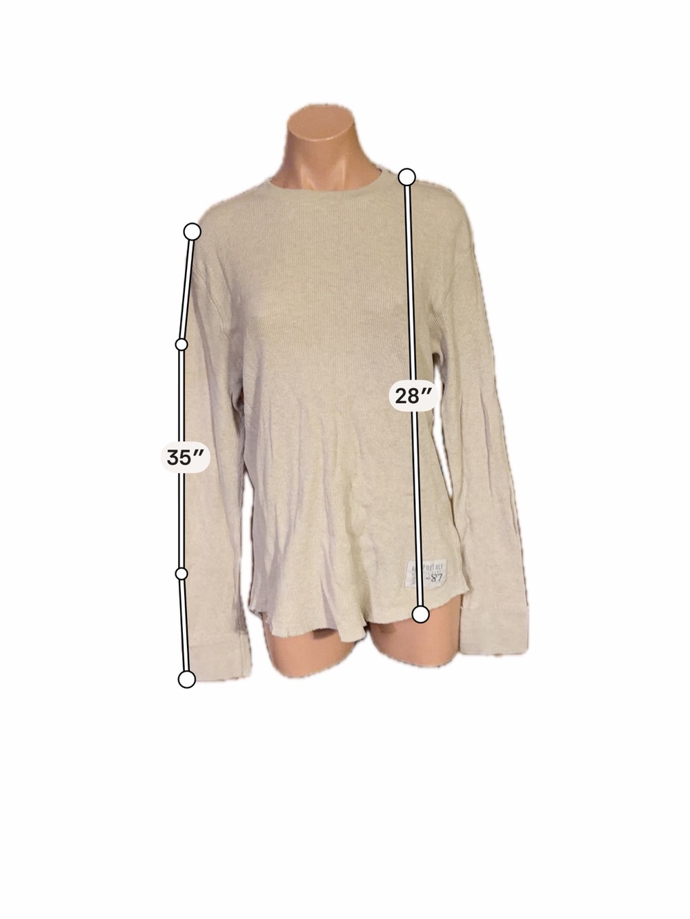 Aeropostale Mens M White Waffle Knit Long Sleeve Shirt Y2K Thermal Tee Top - Picture 6 of 9